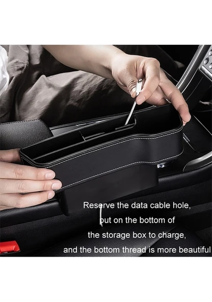 Cbtx Sürücü Tarafı Telefon İçecek Kutusu Tutucu Koltuk Boşluğu Düzenleyici - Bej / Deri Malzeme - 12