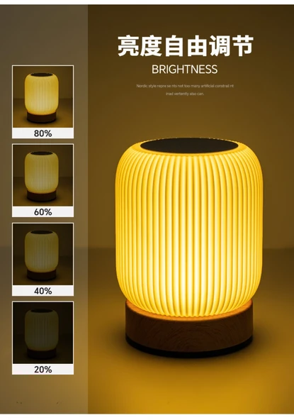 Ahşap Desenli LED Gece Lambası - Uzaktan Dokunmatik RGB Renk Değiştiren Model - 5