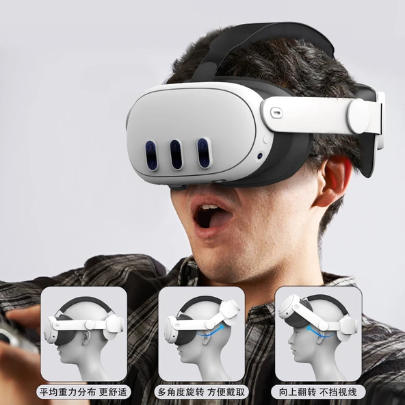 Ayarlanabilir VR Baş Bandı - Gri Beyaz - Meta Quest 3 - 8
