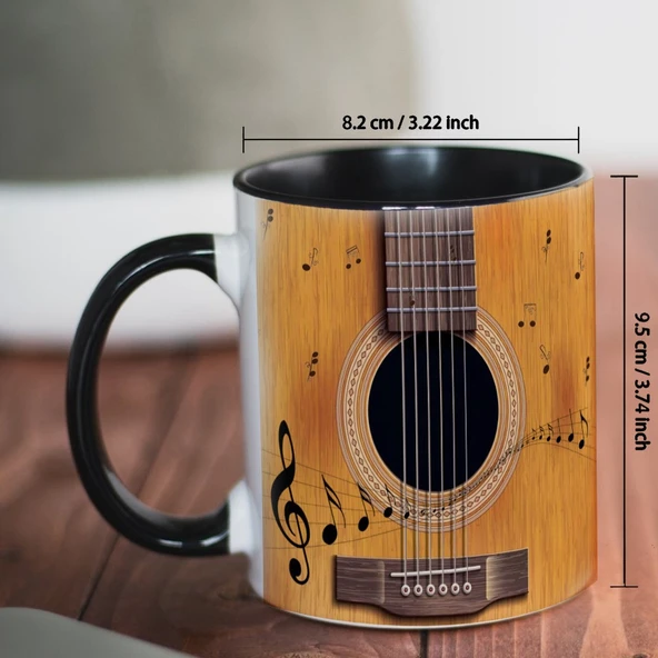 Müzik Aleti Seramik Kupa - Gitar 2 Tasarımı - 350ml - 5