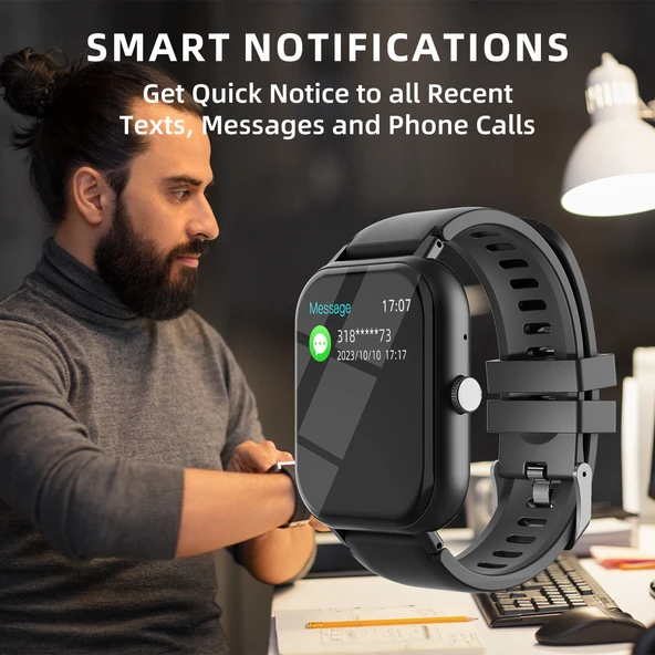 Bluetooth Arama Akıllı Saat - Gri - 1.99 İnç HD Ekran - 6