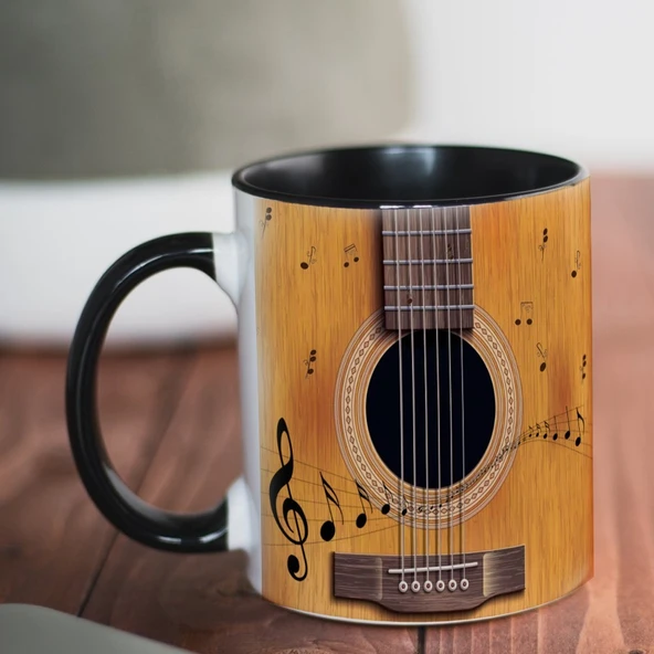 Müzik Aleti Seramik Kupa - Gitar 3 Tasarımı - 350ml - 8
