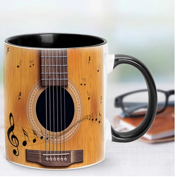Müzik Aleti Seramik Kupa - Gitar 3 Tasarımı - 350ml - 9