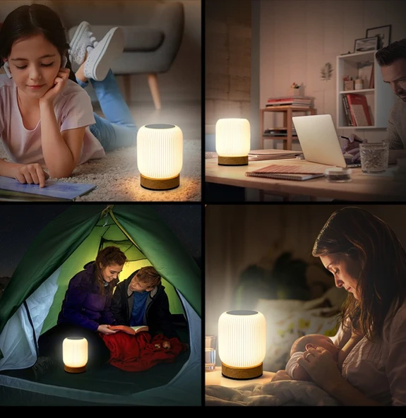 Ahşap Desenli LED Gece Lambası - Uzaktan Dokunmatik RGB Renk Değiştiren Model - 11