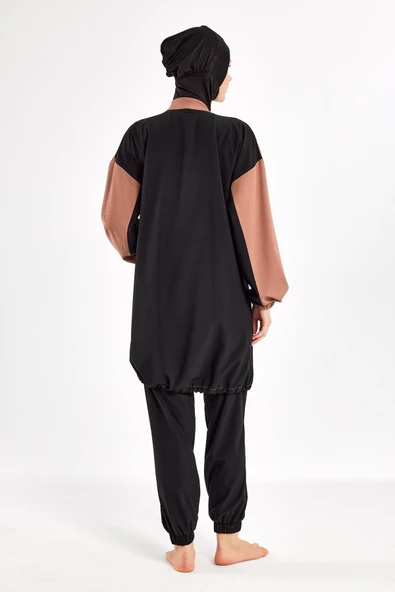 Adasea Kadın Pera Uzun Kollu Tam Kapalı Tesettür Mayo 1211 Siyah - 6