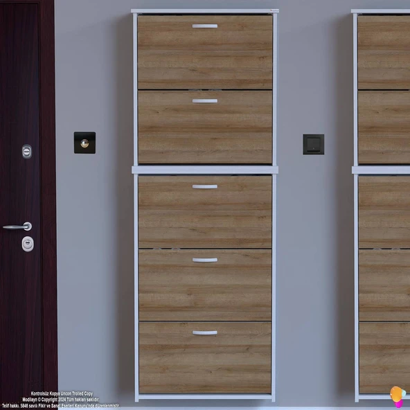 Modilayn VERVE Asma Kapı Önü 72x194x26 cm’ lik 5 Düşer Kapak 10 Göz Bölmeli Ayakkabılık - Resim 3