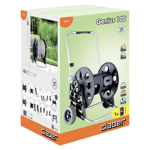 Claber 8872 Genius 100 m Kapasiteli Hortum Makarası - 2