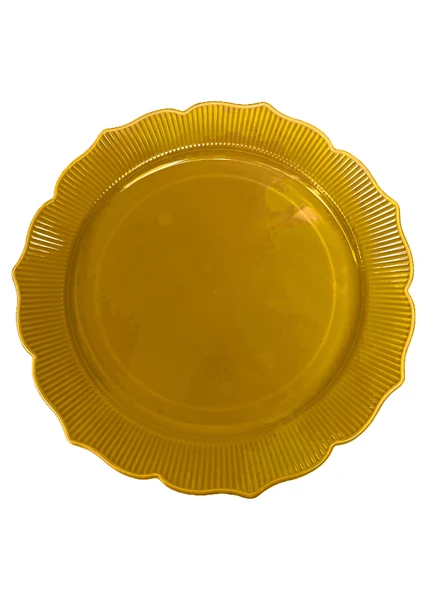 Dayanıklı Mika Plastik Tabak - Tek Kullanımlık, Şık ve Hijyenik Sunum - Altın - 6 Adetlik Paket - Resim 2