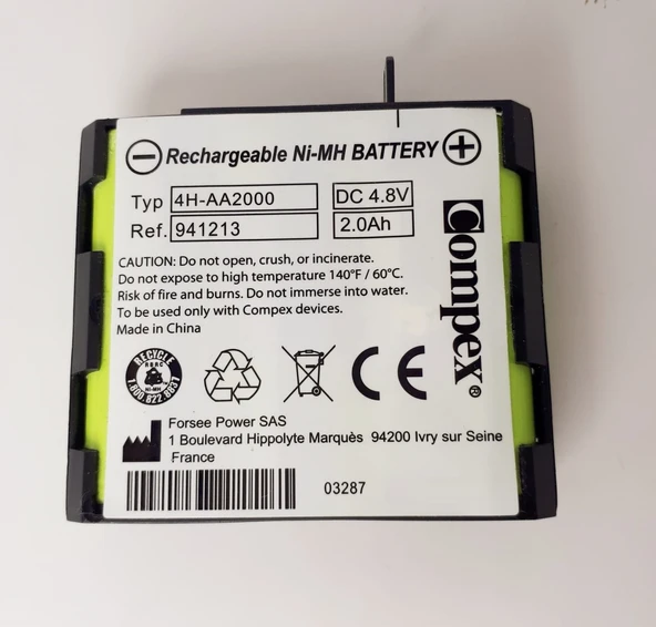 COMPEX BATARYA 2.0 Ah 4.8V - 1 Pakette 4 Adet Soketli Kablolu  Elektrot HEDİYE