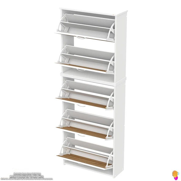 Modilayn VERVE Asma Kapı Önü 72x194x26 cm’ lik 5 Düşer Kapak 10 Göz Bölmeli Ayakkabılık - Resim 8