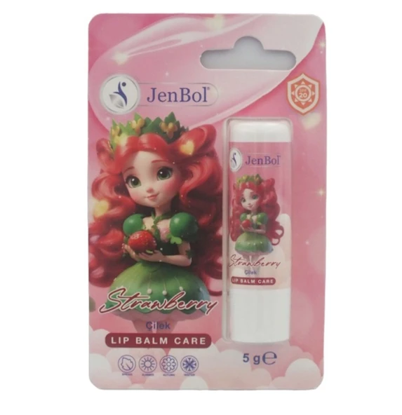 Jenbol Kids Lip Balm Dudak Bakım Kremi Çilek Spf 20 5 gr