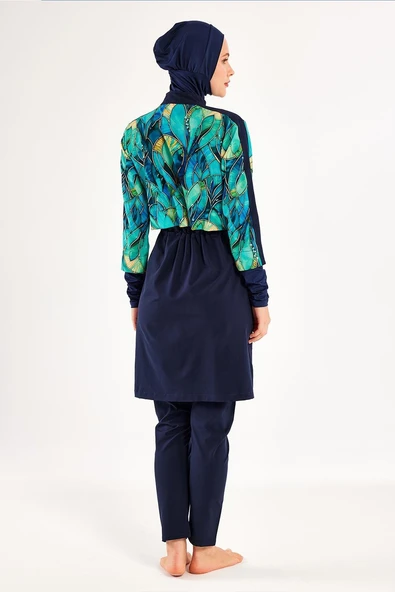 Adasea Kadın Elena Spor Likra Tam Kapalı Tesettür Mayo 1216 Koyu Lacivert - 5