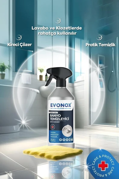 Evonox Clean Ultra Güçlü Banyo Temizleyici ve Kireç Çözücü Okyanus Kokulu Sprey 750 ml - 2