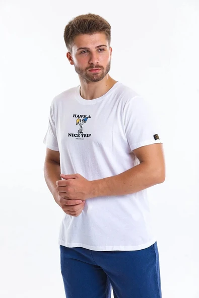 Men Tshirt Erkek Beyaz Tshirt 22621-01