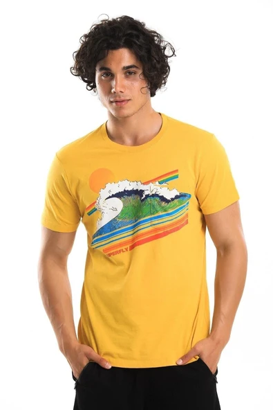 Men Tshirt Erkek Sarı Tshirt 22576-22
