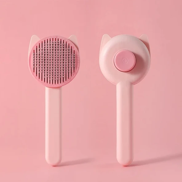 Evcil Hayvan Bakım Buhar Fırçası - Pembe Kedi