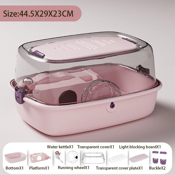 Açık Hamster Kafesi - Pembe - 44.5X29X23CM
