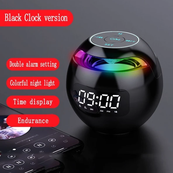 Kablosuz Bluetooth Hoparlör Alarm Saati - Beyaz - 3