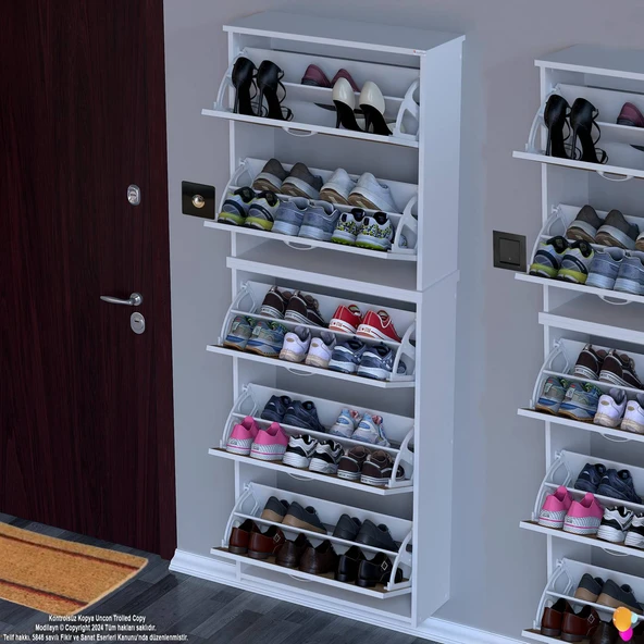Modilayn VERVE Asma Kapı Önü 72x194x26 cm’ lik 5 Düşer Kapak 10 Göz Bölmeli Ayakkabılık - Resim 4
