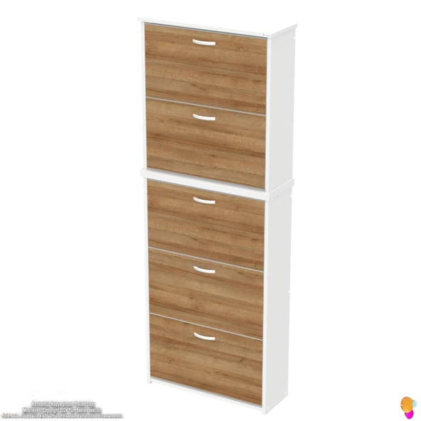 Modilayn VERVE Asma Kapı Önü 72x194x26 cm’ lik 5 Düşer Kapak 10 Göz Bölmeli Ayakkabılık - Resim 7