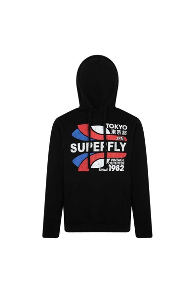 Men Kapüşonlu Sweat Erkek Siyah Sweatshirt 23172-2