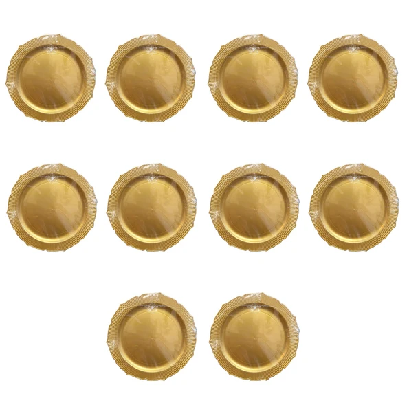 Dayanıklı Mika Plastik Tabak - Tek Kullanımlık, Şık ve Hijyenik Sunum - Altın - 6 Adetlik 10 Paket ürün görseli 1