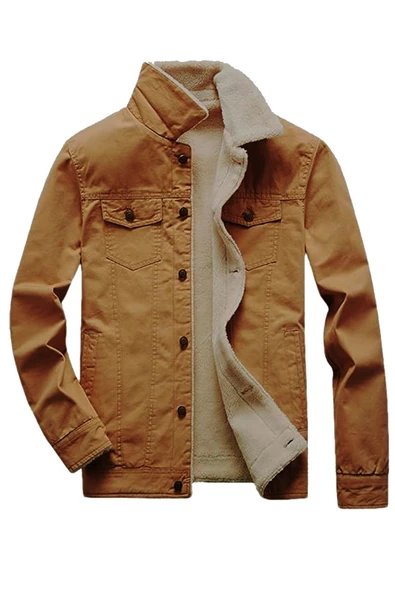 R.lion Kürklü Kot Mont Premium Denim -- açık camel-- ürün görseli