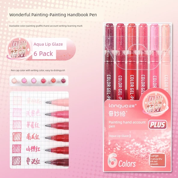 Renkli Flash Jel Kalem Seti - Aqua Lip Glaze 6'lı Paket
