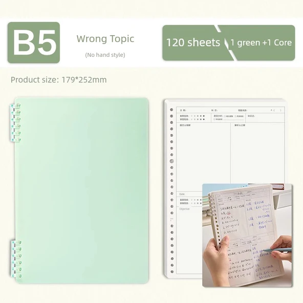 B5 Hata Düzeltme Defteri - Açık Yeşil - 1 Defter + 1 Yedek (480 Soru)