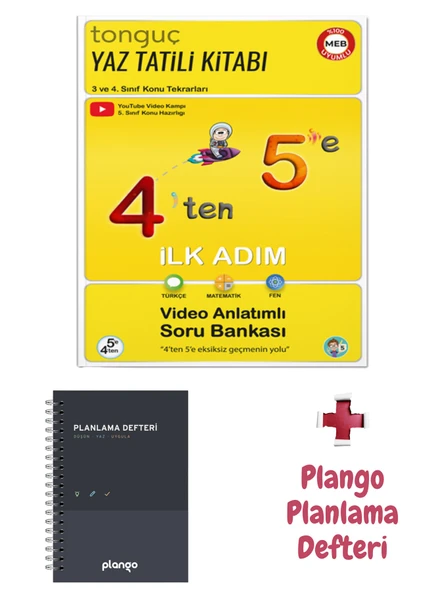 4'ten 5'e Hazırlık Kitabı - Siyah Gri Planlama Defteri - Tonguç Yayınları