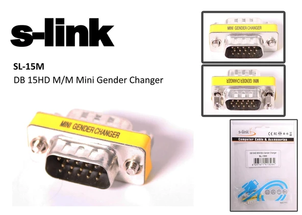 S-link sl-15m Vga Erkek-Erkek 15 Pin Dönüştürücü