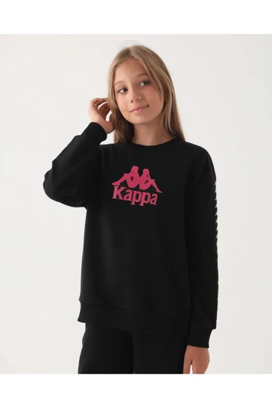 Authentic Bernard Kız Çocuk Siyah Oversize Fit Sweatshirt