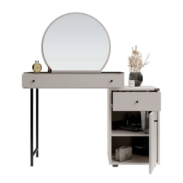 Dior Aynalı Makyaj Masası - Vizon 108x134x47 cm - 5