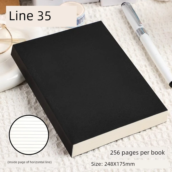 B5 Yatay Çizgi Elmas Siyah Defter - DIY Çıkartma - 4 Adet