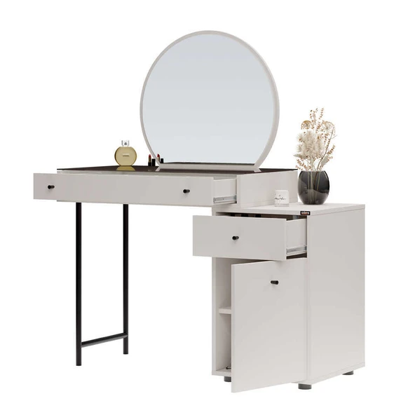 Dior Aynalı Makyaj Masası - Vizon 108x134x47 cm - 6