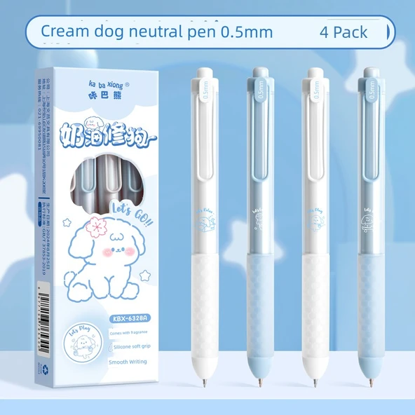 Krem Onarıcı Köpek Aromalı - 0.5mm ST Uç - Hızla Kuruyan Siyah Mürekkep Kalem - 1 Kutulu/4 Adet