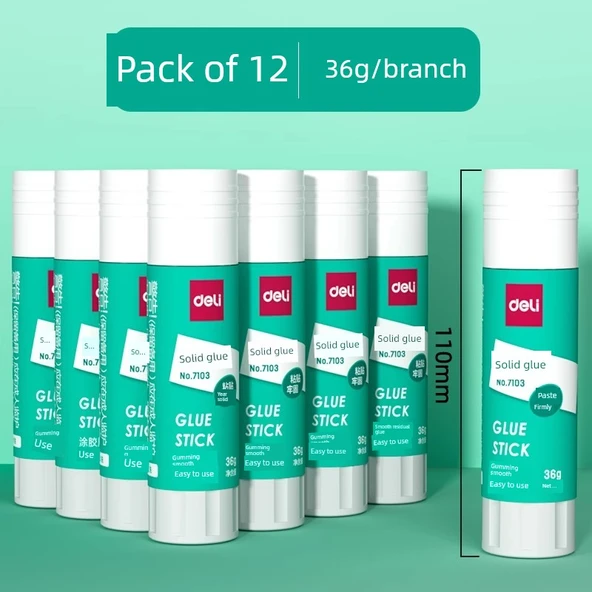 Sıvı Yapıştırıcı Çubuk 36g - 12 Paket, PVA Malzeme, Uzun Süreli Nemlendirme