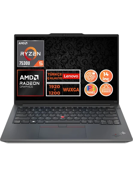 Lenovo ThinkPad E14 Gen 5 Ryzen 5 7530U 40GB 1TB SSD 14" WUXGA W11P Notebook 21JR0035TX 014