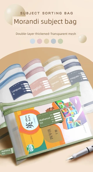 Ağ Mesh Çift Katmanlı Ders Kitabı Çantası - Dil + Sayı + İngilizce + Kapsamlı/4 - Resim 6