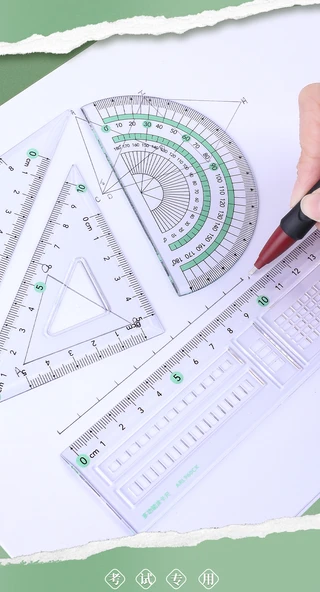 Geometri Seti - Yüksek Geçirgenlik Kaplama Kart Seti - 15cm - 4 Parça + Otomatik Kurşun Çıkışı Xingyao Siyah - Resim 12