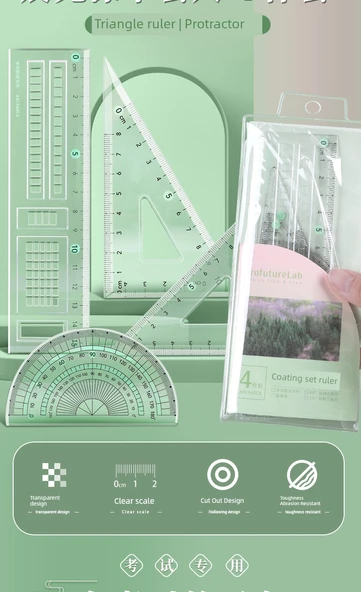 Geometri Seti - Yüksek Geçirgenlik Kaplama Kart Seti - 15cm - 4 Parça + Otomatik Kurşun Çıkışı Xingyao Siyah - Resim 8