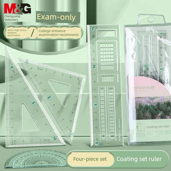 Geometri Seti - Yüksek Geçirgenlik Kaplama Kart Seti - 15cm - 4 Parça + Otomatik Kurşun Çıkışı Xingyao Siyah - Resim 2