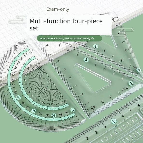Geometri Seti - Yüksek Geçirgenlik Kaplama Kart Seti - 15cm - 4 Parça + Otomatik Kurşun Çıkışı Xingyao Siyah - Resim 3