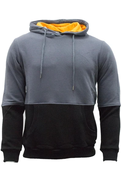 SWEAT HOODY PAMUK WOOD M ERKEK ANTRASİT SİYAH