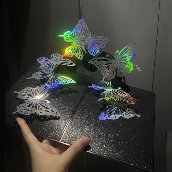 3D Pop Up Doğum Günü Kartı - Renkli Kelebek