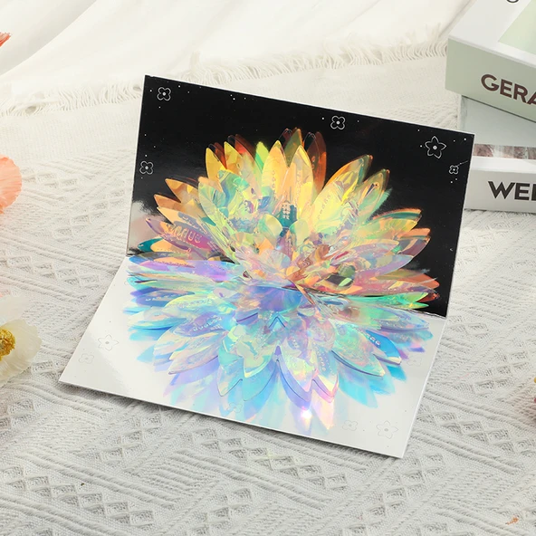 3D Pop Up Doğum Günü Kartı - Parlayan Çiçekler