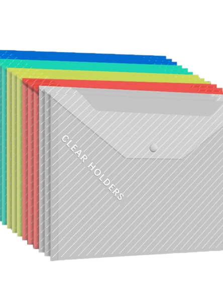 Kalın Plastik Düğmeli Dosya Çantası - Dokuma 100 Paket - 6
