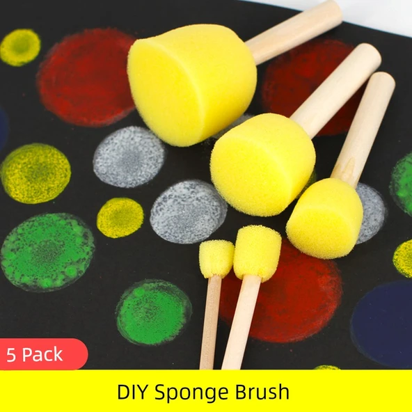 DIY Graffiti Sünger Anaokulu Boyama Rulosu Fırça - Küçük Sapan 4 Parça Sünger Fırça - 2