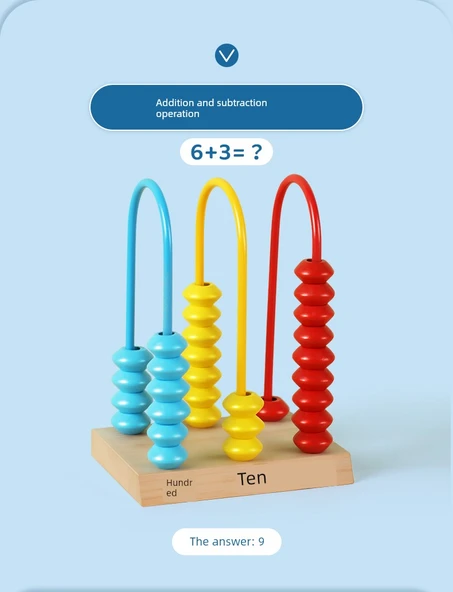 İlkokul Matematik Sayma Çubukları Abaküs - 2 Set Masif Ahşap 3 Dişli Sayıcı + 18 Geometrik Cisim (Kutu İçinde) 15 Şekil - 12