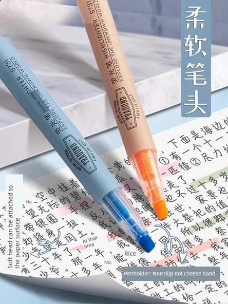 Fluoresan Kalem - Sarı 2 Mavi 2 Pudra 2, 6'lı Set - Resim 4